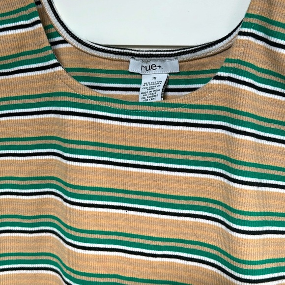 St Patricks Day Striped Green Tan Tank Top - Picture 2 of 3